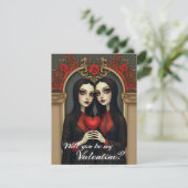 Gothic-Valentinszwillinge mit rotem Herzen (Stehend Vorderseite)