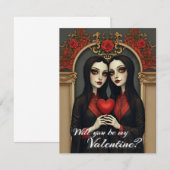 Gothic-Valentinszwillinge mit rotem Herzen (Vorne/Hinten)