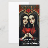 Gothic-Valentinszwillinge mit rotem Herzen (Vorne/Hinten)