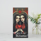 Gothic-Valentinszwillinge mit rotem Herzen (Stehend Vorderseite)