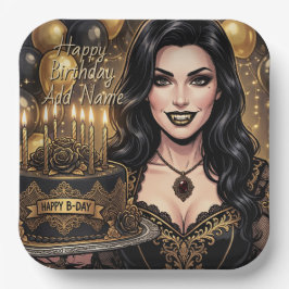 Gothic Vampir Geburtstag |  Elegante dunkle Fantas Pappteller