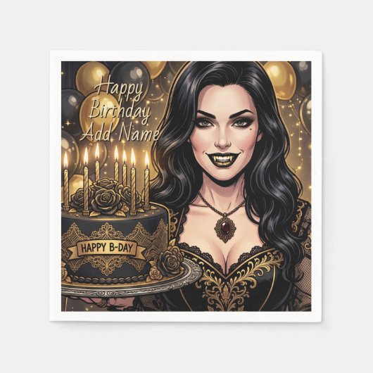 Gothic Vampir Geburtstag | Elegante dunkle Fantas Serviette (Vorderseite)