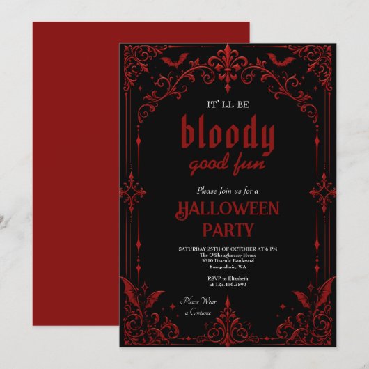 Gothic-Vampir-Halloween-Party Einladung (Vorne/Hinten)