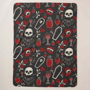 Gothic-Vampir-Muster Rote Rosen Fledermäuse Tote Sherpadecke