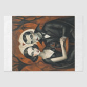 Gothic Vampir-Paar mit Weinglas-Decoupage Seidenpapier (Vorderseite)