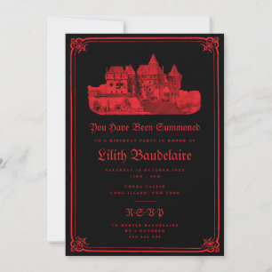 Gothic Vampir-Schloss-Rand schwarz rot Geburtstag Einladung