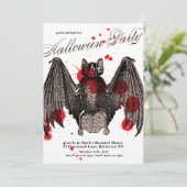 Gothic Vampire Bat Halloween-Party Einladung (Stehend Vorderseite)