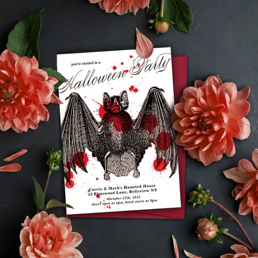 Gothic Vampire Bat Halloween-Party Einladung