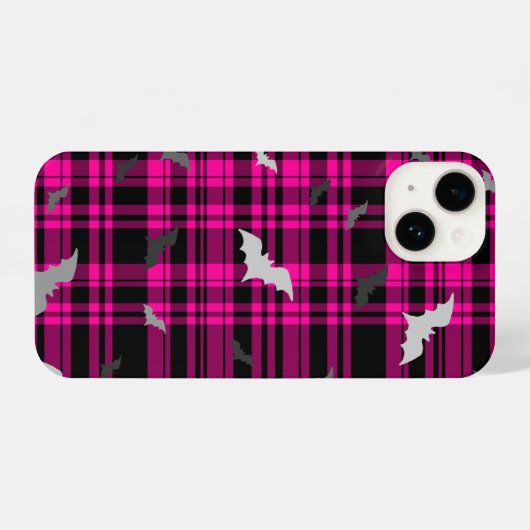 Gothic Vampire Bats Plaid Black Pink Phone Case iPhone Hülle (Rückseite (Horizontal))