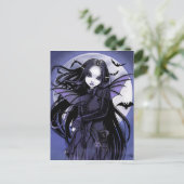 Gothic Vampire Bats Vollmond Lila Fairy Postkarte (Stehend Vorderseite)