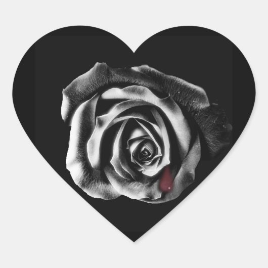 Gothic Vampire Black Rose Herz-Aufkleber (Vorderseite)