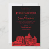 Gothic Vampire Castle Black Red Wedding Einladung (Vorderseite)
