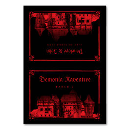 Gothic Vampire Castle Black Red Wedding Place Card Tischnummer