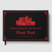 Gothic Vampire Castle Border Black Red Wedding Gästebuch (Vorderseite)