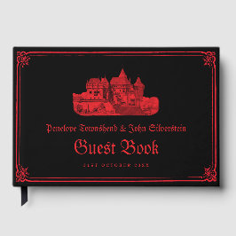 Gothic Vampire Castle Border Black Red Wedding Gästebuch