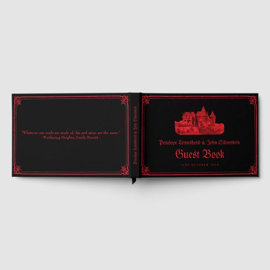 Gothic Vampire Castle Border Black Red Wedding Gästebuch (Voll)