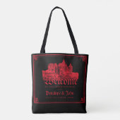Gothic Vampire Castle Border Black Red Wedding  Tasche (Rückseite)