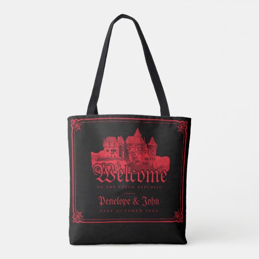 Gothic Vampire Castle Border Black Red Wedding  Tasche (Rückseite)