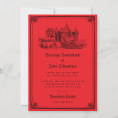 Gothic Vampire Castle Border Red Wedding Einladung (Vorderseite)