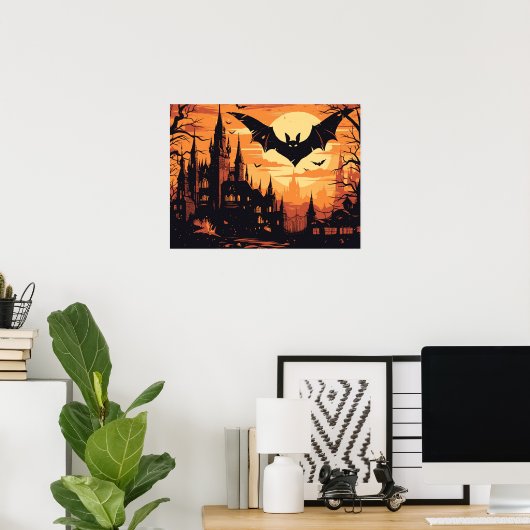 Gothic Vampire Castle under the Full Moon Poster (Heimbüro)