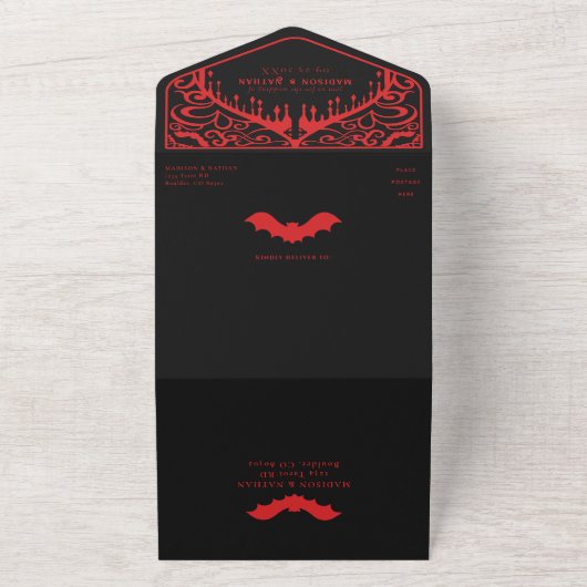 Gothic Vampire Cathedral Wedding All In One Einladung (Außenbereich)