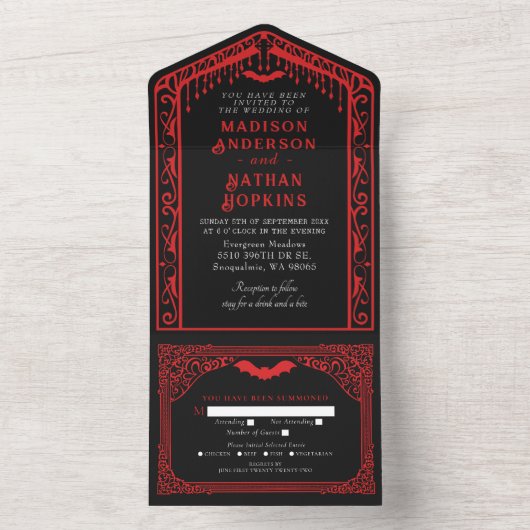 Gothic Vampire Cathedral Wedding All In One Einladung (Innen Boden)