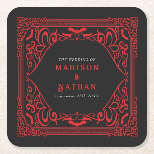 Gothic Vampire Cathedral Wedding Rechteckiger Pappuntersetzer (Vorderseite)