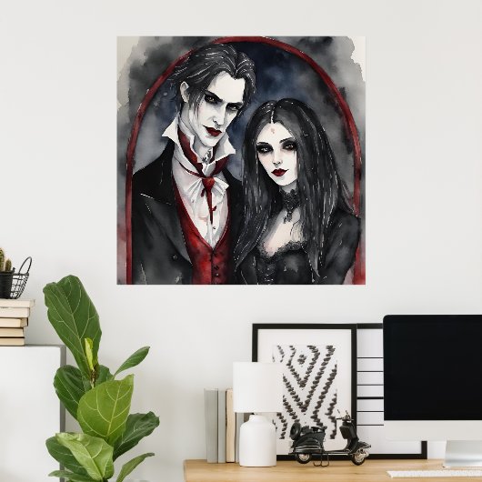 Gothic Vampire Couple Poster (Heimbüro)
