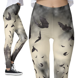 Gothic Vampire Dracula Castle Halloween Leggings