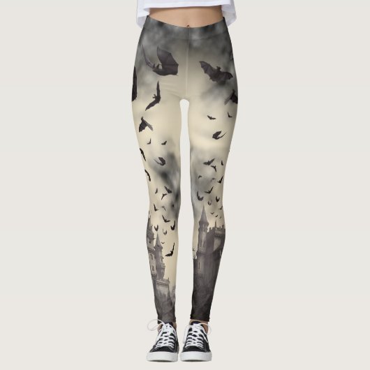 Gothic Vampire Dracula Castle Halloween Leggings (Vorderseite)