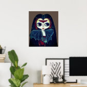 Gothic Vampire Girl mit Bat Big Eyes Niedlich Poster (Heimbüro)