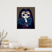 Gothic Vampire Girl mit Bat Big Eyes Niedlich Poster (Küche)