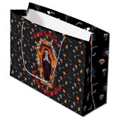🧛 ‍ ♂️ Gothic Vampire Halloween Black Gift Bag 🎃 Große Geschenktüte (Vorderseite Schrägansicht)