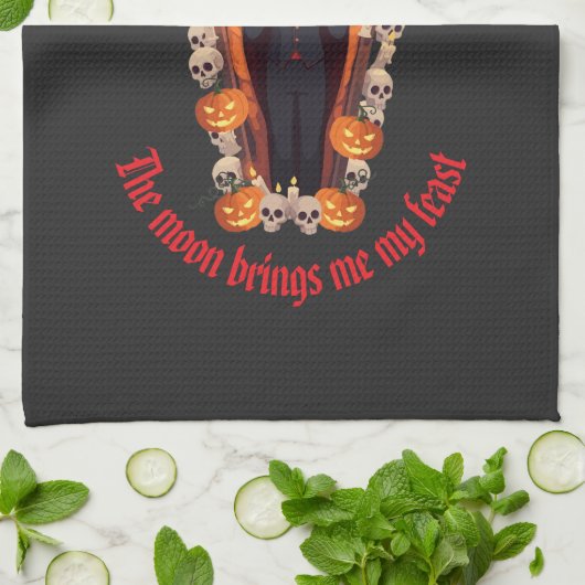 🧛 ‍ ♂️ Gothic Vampire Halloween Black Kitetücher Geschirrtuch (Gefaltet)