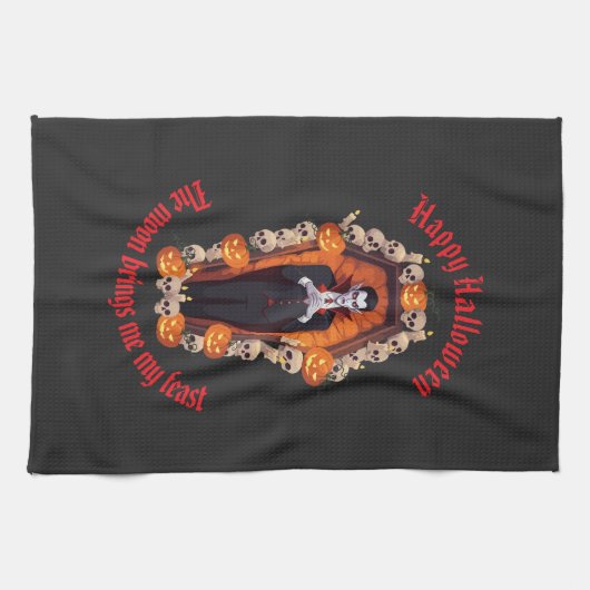 🧛 ♂️ Gothic Vampire Halloween Black Kitetücher Geschirrtuch (Horizontal)