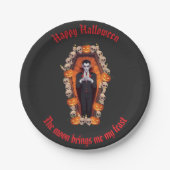 🧛 ‍ ♂️ Gothic Vampire Halloween Black Paper Plate Pappteller (Vorderseite)