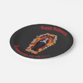 🧛 ‍ ♂️ Gothic Vampire Halloween Black Paper Plate Pappteller (Schrägansicht)