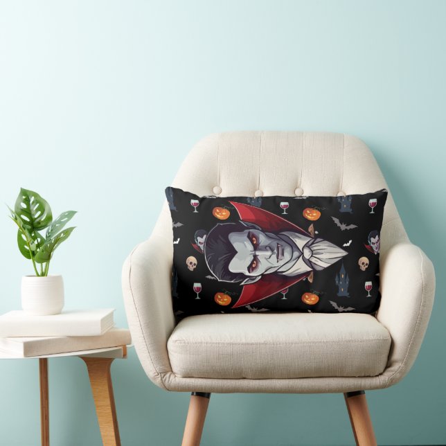 🧛 ‍ ♂️ Gothic Vampire Halloween Black Pillow 🎃 � Lendenkissen (Stuhl )