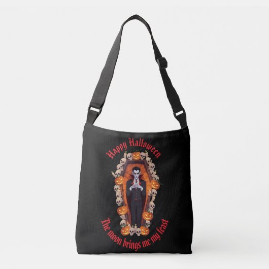 🧛 ‍ ♂️ Gothic Vampire Halloween Black Tote Tasche (Vorderseite)
