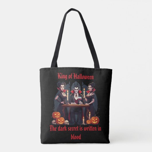 🧛 ‍ ♂️ Gothic Vampire Halloween Black Tote Tasche (Rückseite)