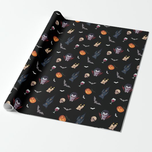🧛 ♂️ Gothic Vampire Halloween Black Wrap 🎁 🖤 Geschenkpapier (Ungerollt)