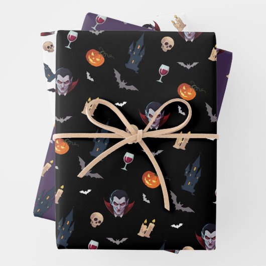🧛 ♂️ Gothic Vampire Halloween Black Wrap 🎁 🖤 Geschenkpapier Set (Beispiel)