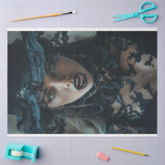 Gothic Vampire Lady Nocturne Decoupage Seidenpapier (Basteln)