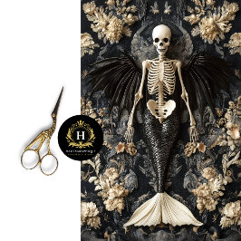 Gothic Vampire Skeleton Mermaid Skull Decoupage Seidenpapier