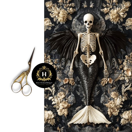 Gothic Vampire Skeleton Mermaid Skull Decoupage Seidenpapier