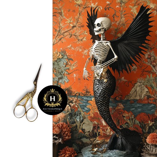 Gothic Vampire Skeleton Mermaid Skull Decoupage Seidenpapier