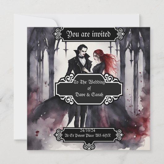 Gothic/Vampire Wedding Einladung (Vorderseite)