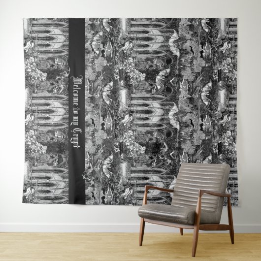 Gothic Vampires Crypt Friedhofszene mit Fledermäus Wandteppich (Beispiel (Horizontal))