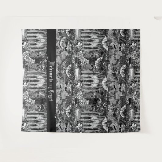 Gothic Vampires Crypt Friedhofszene mit Fledermäus Wandteppich (Vorderseite (Horizontal))