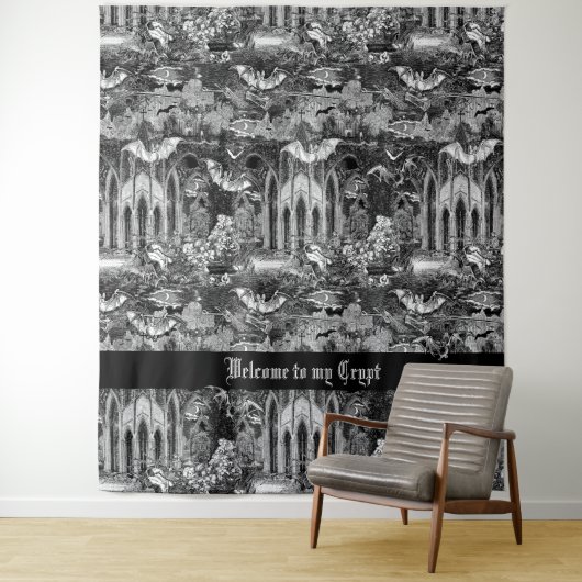Gothic Vampires Crypt Friedhofszene mit Fledermäus Wandteppich (Beispiel)